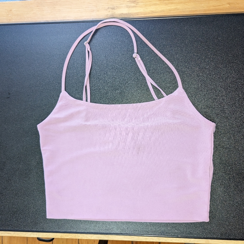 AYM Studio Purple Crop Tank in Purple with adjustable straps, Size Small